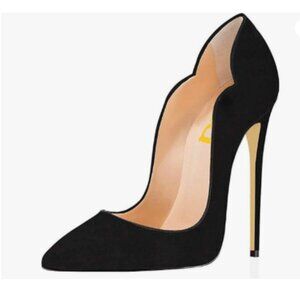 FSJ Black-suede Pointed Toe High Heels Sexy Stiletto Pumps Office Lady Shoes